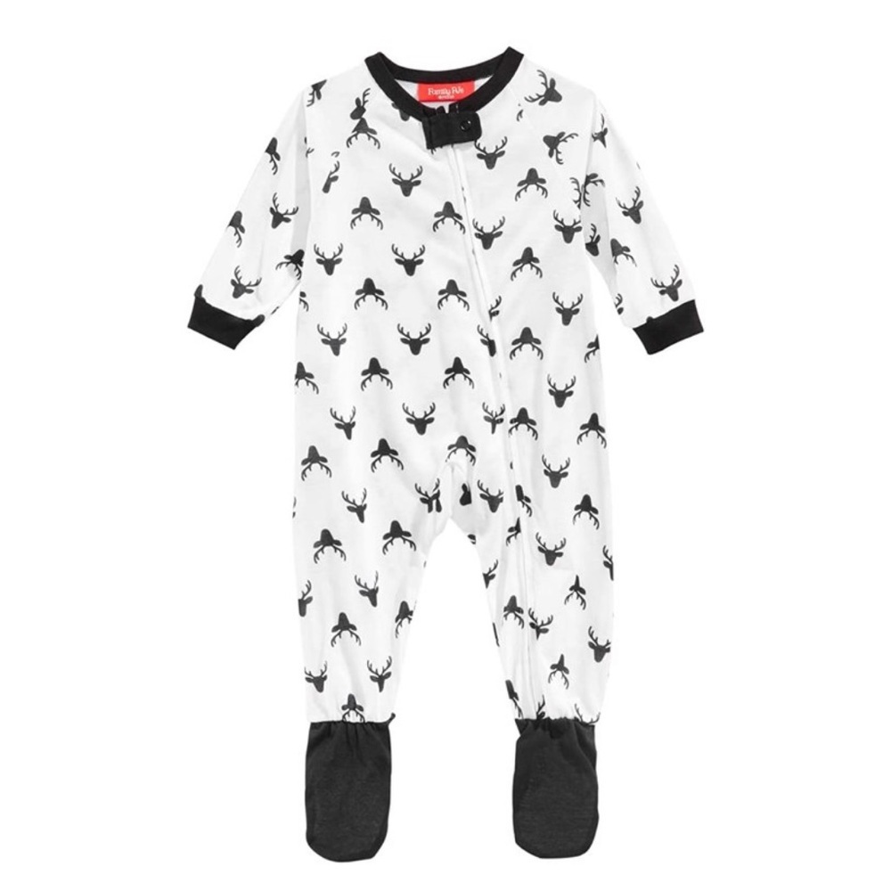 Family PJs Pajamas Baby Infant Toddler Zip Front Footies Matching Deer Print NWT